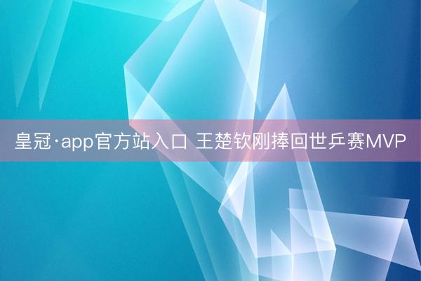 皇冠·app官方站入口 王楚钦刚捧回世乒赛MVP