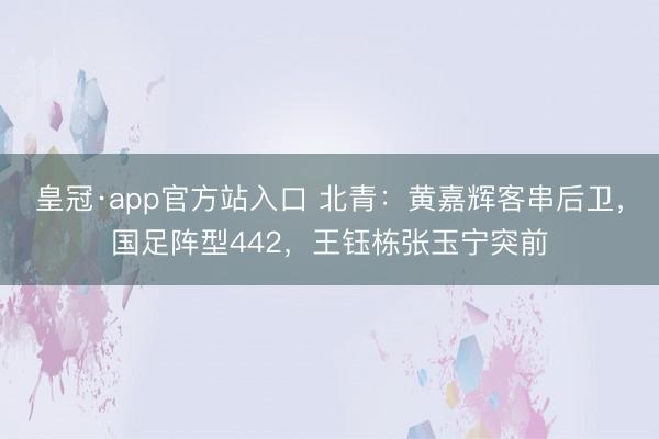 皇冠·app官方站入口 北青：黄嘉辉客串后卫，国足阵型442，王钰栋张玉宁突前