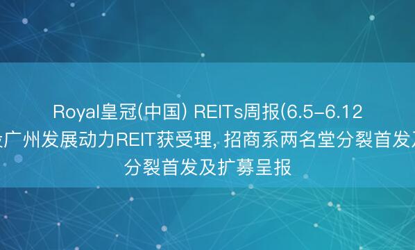 Royal皇冠(中国) REITs周报(6.5-6.12): 中信建投广州发展动力REIT获受理, 招商系两名堂分裂首发及扩募呈报