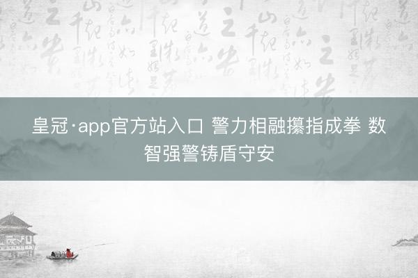 皇冠·app官方站入口 警力相融攥指成拳 数智强警铸盾守安