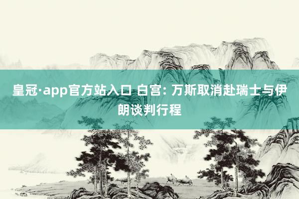 皇冠·app官方站入口 白宫: 万斯取消赴瑞士与伊朗谈判行程