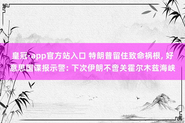 皇冠·app官方站入口 特朗普留住致命祸根, 好意思国谍报示警: 下次伊朗不啻关霍尔木兹海峡