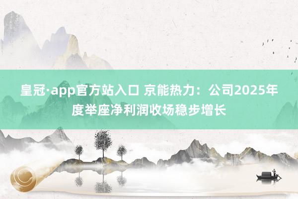 皇冠·app官方站入口 京能热力：公司2025年度举座净利润收场稳步增长